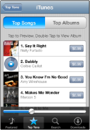 iTunes Wi-Fi Music Store on iPhone
